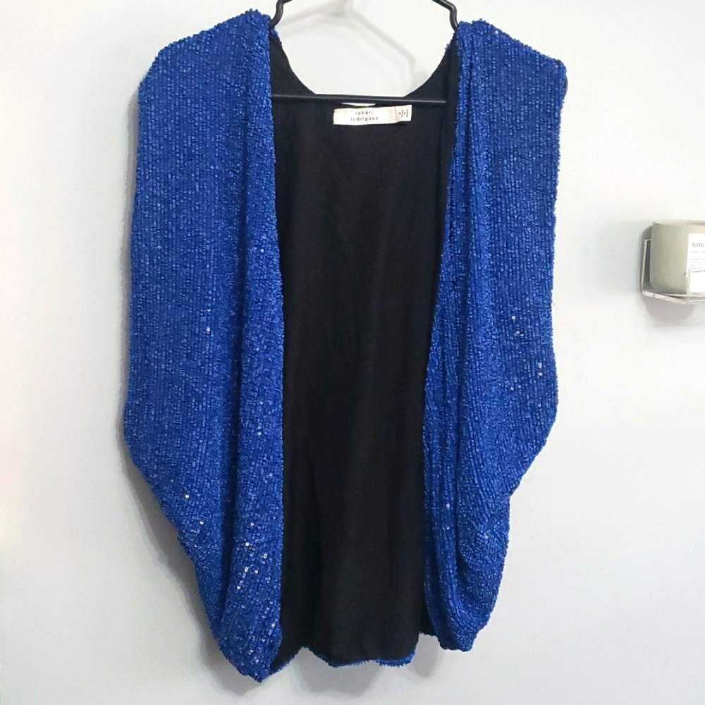 Robert Rodriguez blue beaded cape size 2
